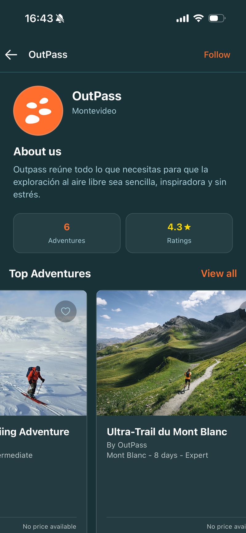 Agency profile as seen in the Outpass app